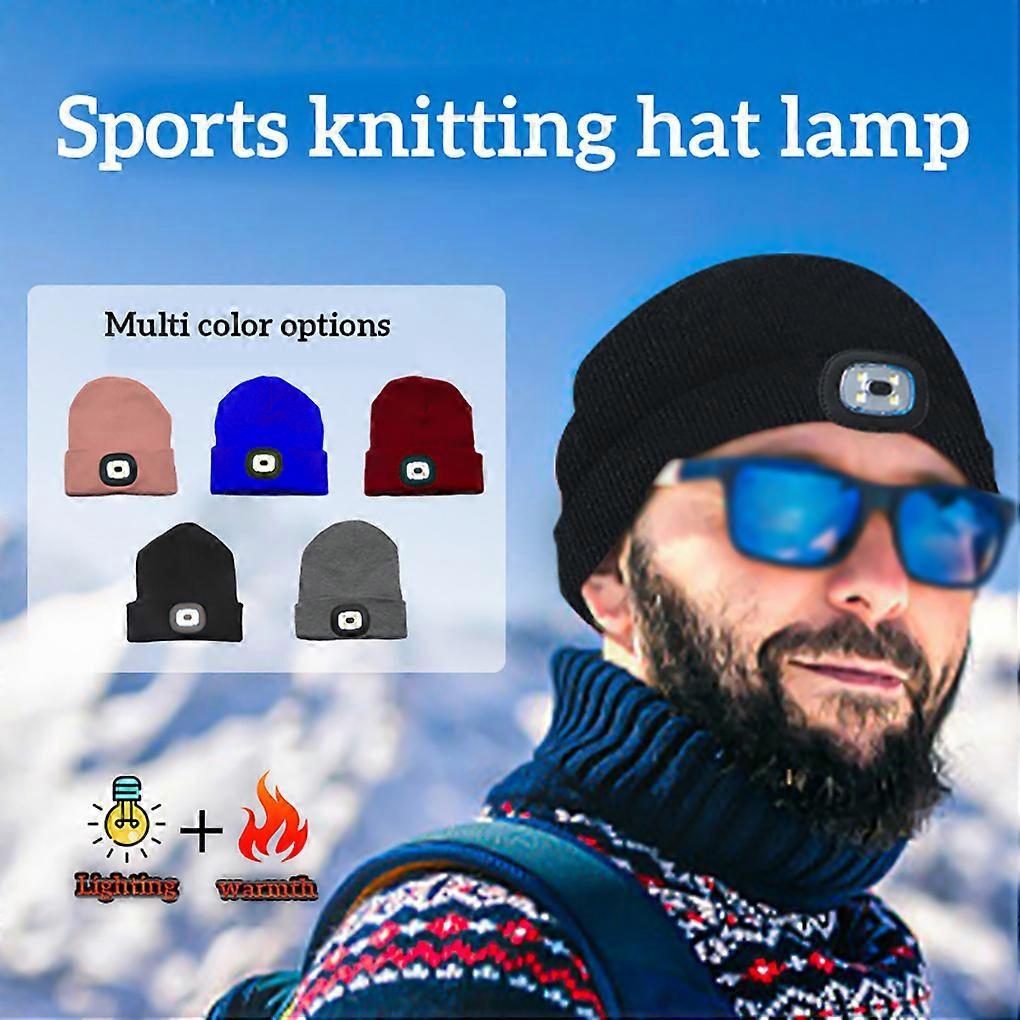 Hat LED Light Knitted Cap Head Lamp Beanie Fishing Camping Torch Cap Winter Unisex Warm Beanie