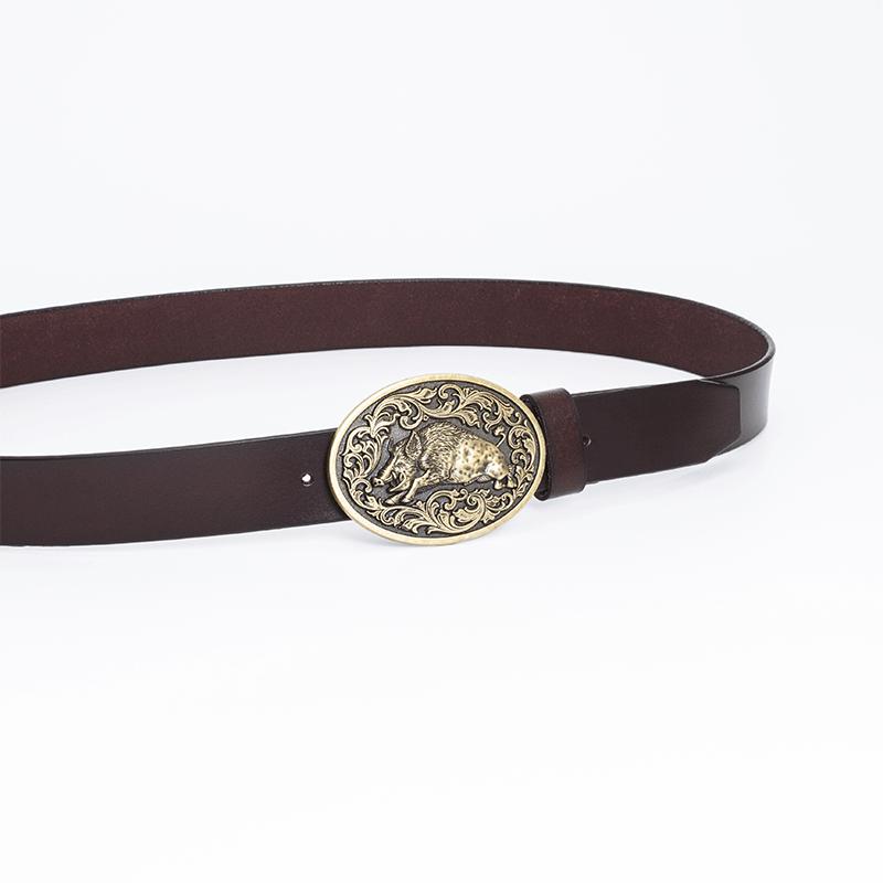 Men's Retro Cowhide Belt with Smooth Buckle - Korean Style, Trendy and Simple Wide Waistband.