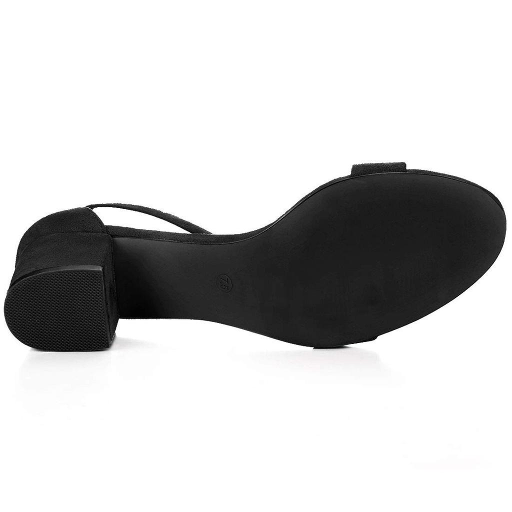 Ankle Strap Open Block [Allegra K] Sandals, Toe, Heel, Summer, Women's, Black, 26.5cm