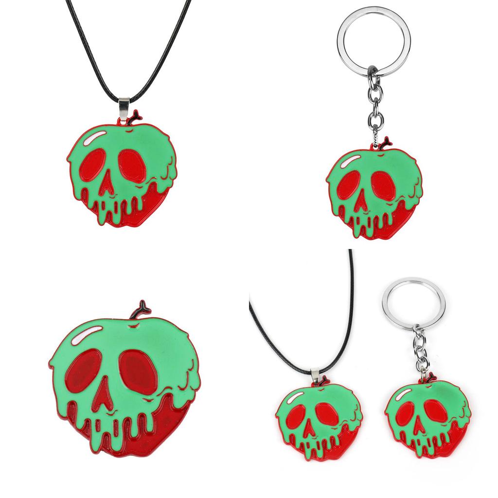 Halloween Horror Apple Pendant Necklace With Alloy Material For Costume Wear And Gift