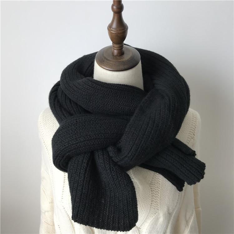Korean version ins wool knitted scarf women's autumn and winter thickened warm scarf student solid color trendy red versatile model