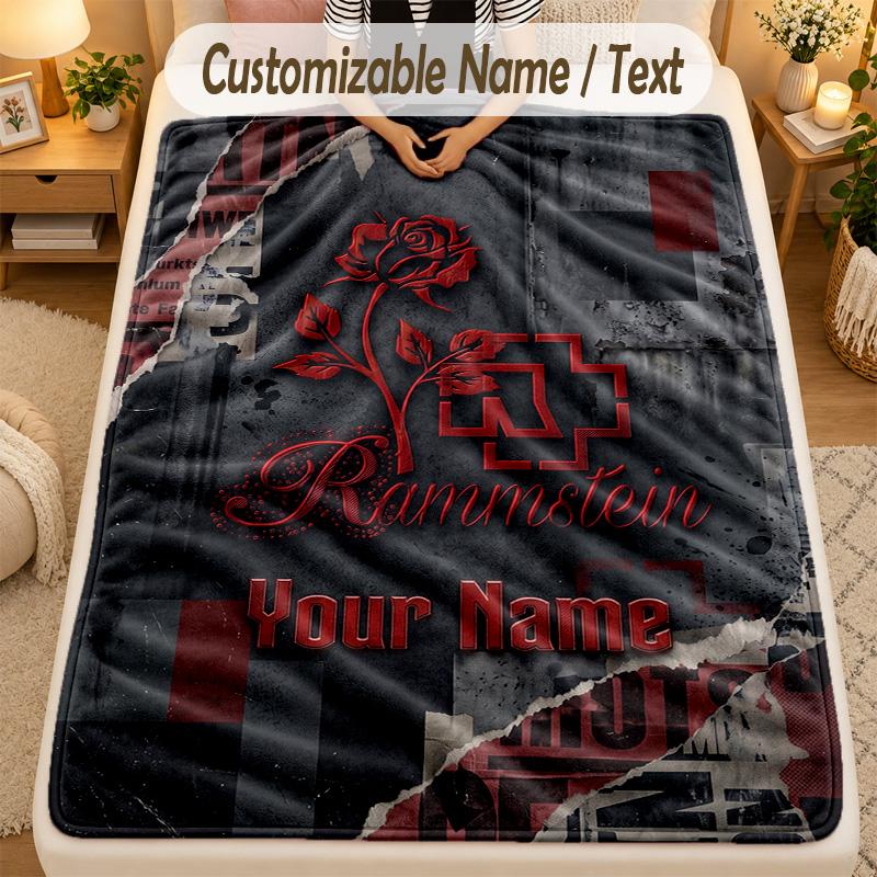 FlaneldeckeRammstein Benutzerdefinierter Name Text Personalisierte Weiche Warme Überwurfdecke Heimdekoration Geschenk