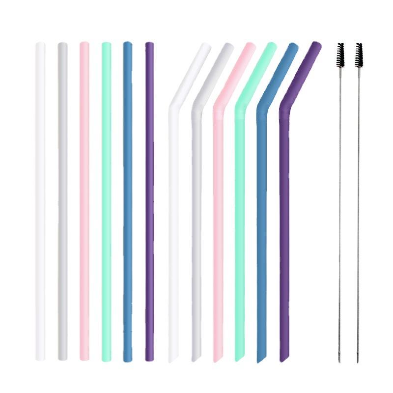 Silicone Straw Food Grade Collapsible Straight Tube Flexible Milk Tea Drink Straw Capsule Box Travel Set