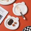 Simple Creative Plate Little Bear Design Plate Modern Solid Color Ceramic Dinner Plates Breakfast Plates Afternoon Tea Tableware