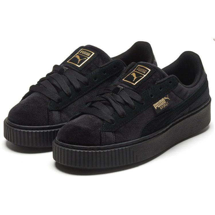 Puma Piattaforma Velluto Nero Oro Donna 373935-01