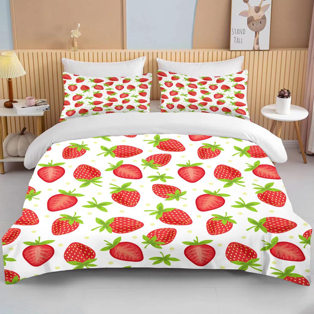 10 Sizes Fruit Pattern Bedding Three Piece Set King Size Double Bedding Set Microfiber Duvet Cover Set  Queen Duvet Cover Set