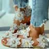 New Summer Ladies Shoes Women Sandals White Floral Flat Sandals Women Bohemian Casual Beach Shoes For Woman