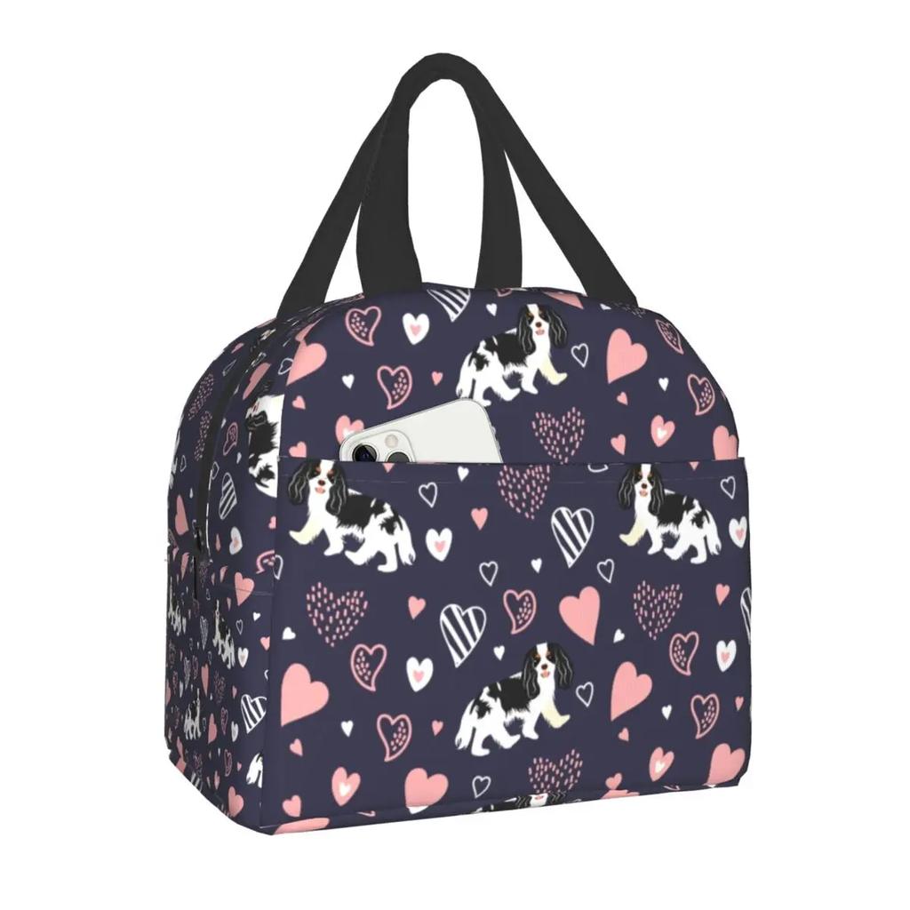 Dog Cavalier King Charles Spaniel Insulated Lunch Bag Resuable Cooler Thermal Lunch Box for Women Kid Picnic Travel