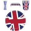 Britische Flagge Partyzubehör Set Gedenken Sie dem Platinjubiläum 2022 mit diesem wertvollen, multifunktionalen Set!