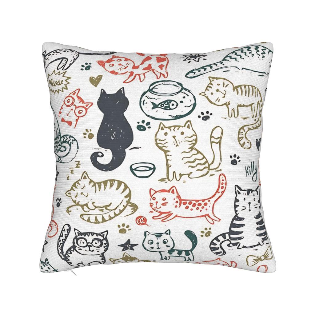 Kittens In the Wild Pillowcase Polyester Cushion Cover Decoration Cats Pattern Pillow Case Cover Sofa Drop Shipping Xcm