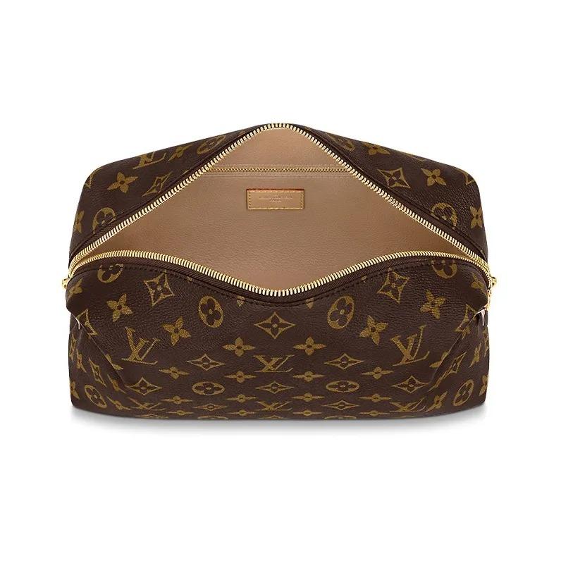 Louis Vuitton Neceser/Bolsa de Cosméticos Grande para Mujer con Estampado Integral y Cierre de Cremallera Marrón