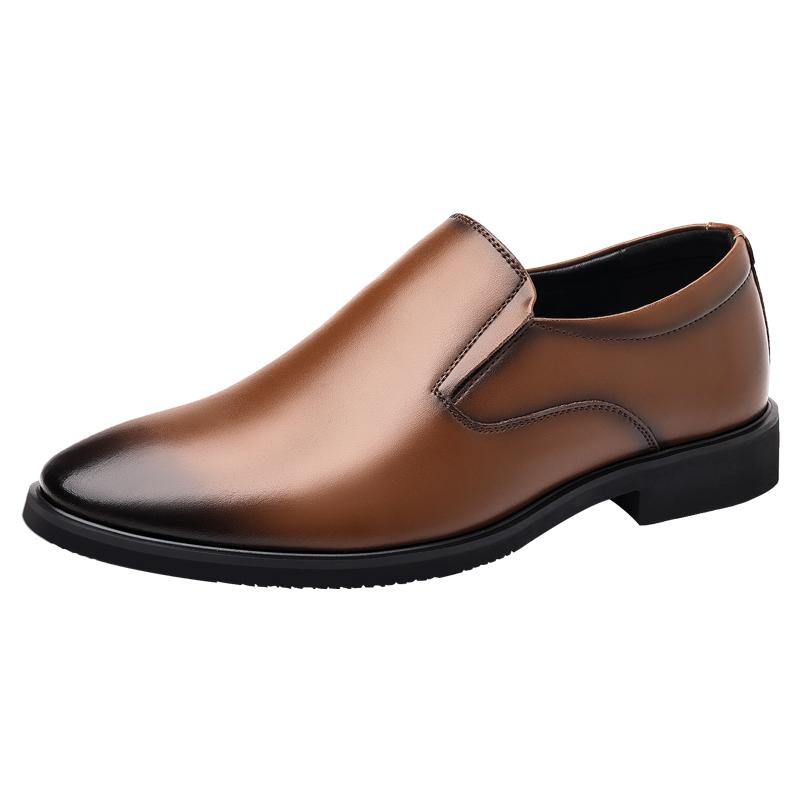 

Classic Men Pointed Casual Loafers Solid Color Comfortable and Simple Business and Formal Men Leather Shoes 38 коричневый