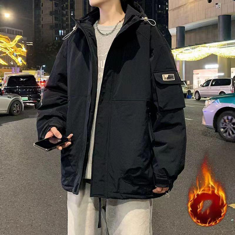 

Зимние мужские парки корейская мода с капюшоном ветровка утепленное пальто мужские/женские унисекс стиль утепленные теплые куртки XXXXXL чёрный