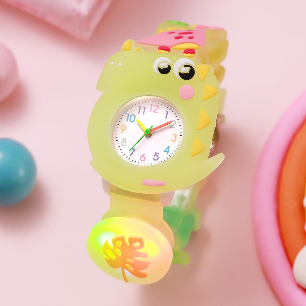 Süße Cartoon-Dinosaurier-Uhr mit coolen Lichtern, Quarzuhr für Halloween, Weihnachtsgeschenk