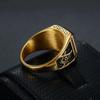Ring classic retro ring color-preserving gold-plated black agate Masonic AG men's ring