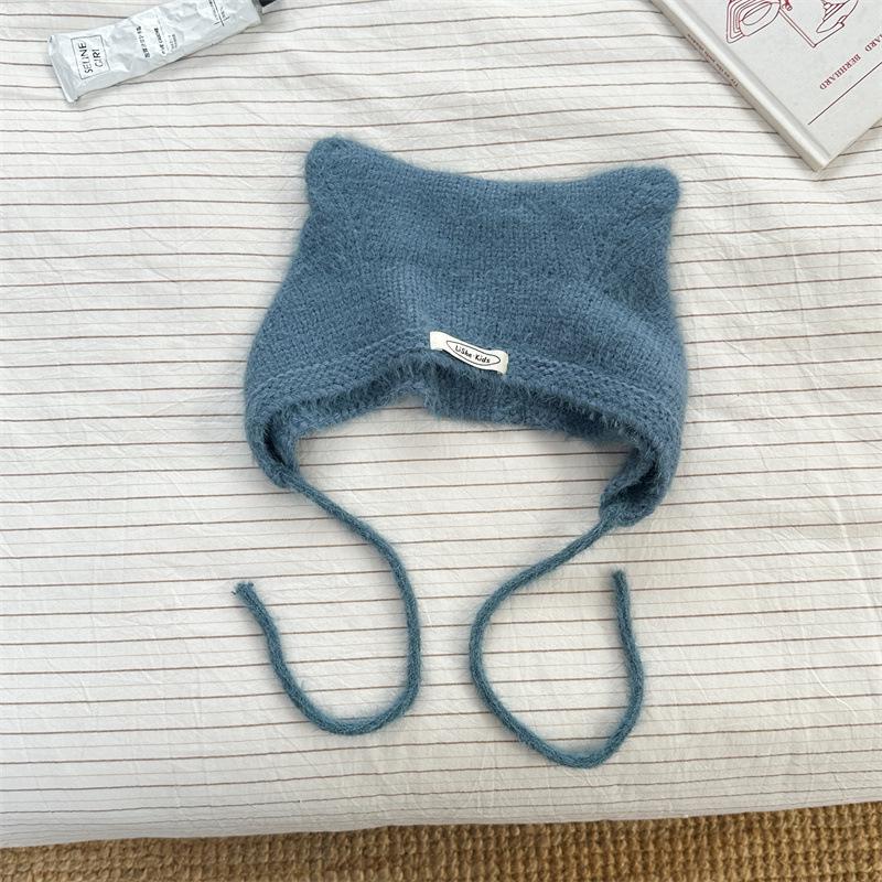 Cat Ear Kids' Knit Wool Hat - Stylish & Windproof Autumn/Winter Pullover for Boys & Girls