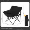 Portable Moon Chair Folding Camping Seat with Backrest Steel Frame Oxford Fabric Padded Wide Seat for Beach Fishing Picnic Outdoor