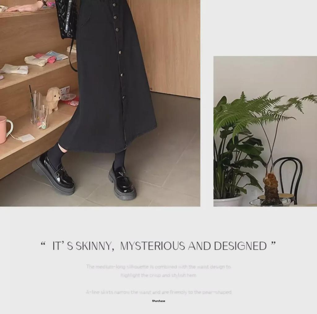 2024 Summer Black High-Waist Denim A-Line Skirt for Women - Available In Large & Small Sizes