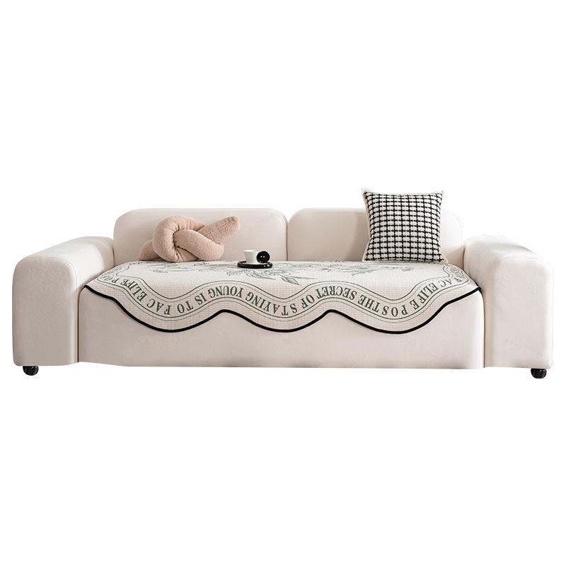 Nordic Light Luxury Sofa Cushion Advanced Sketch Hepburn Flower Shaped Sofa Towel Black and White Classic Non-Slip Cushion Cloth Cover Cover