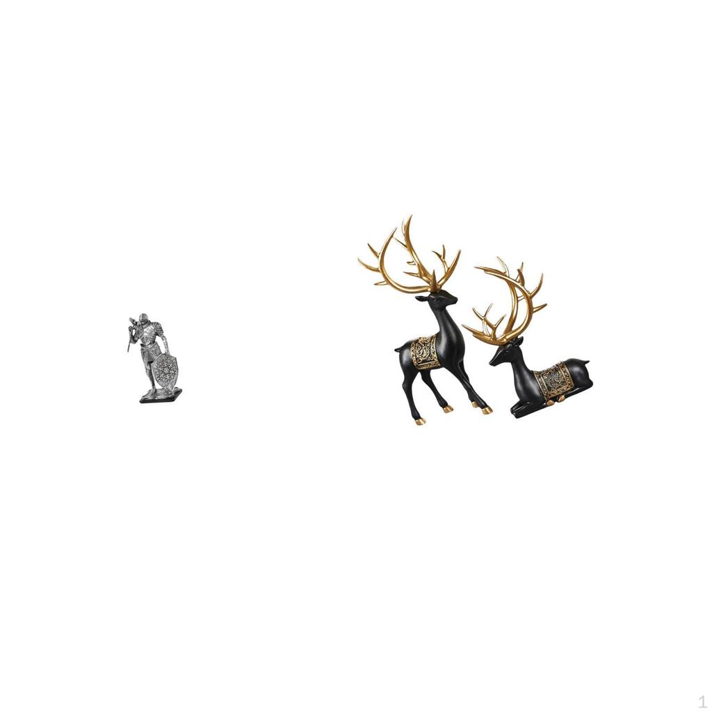 Nordic Resin Knight And Reindeer Figurine Abstract Art Sculpture Collection for Desk Cabinet Office