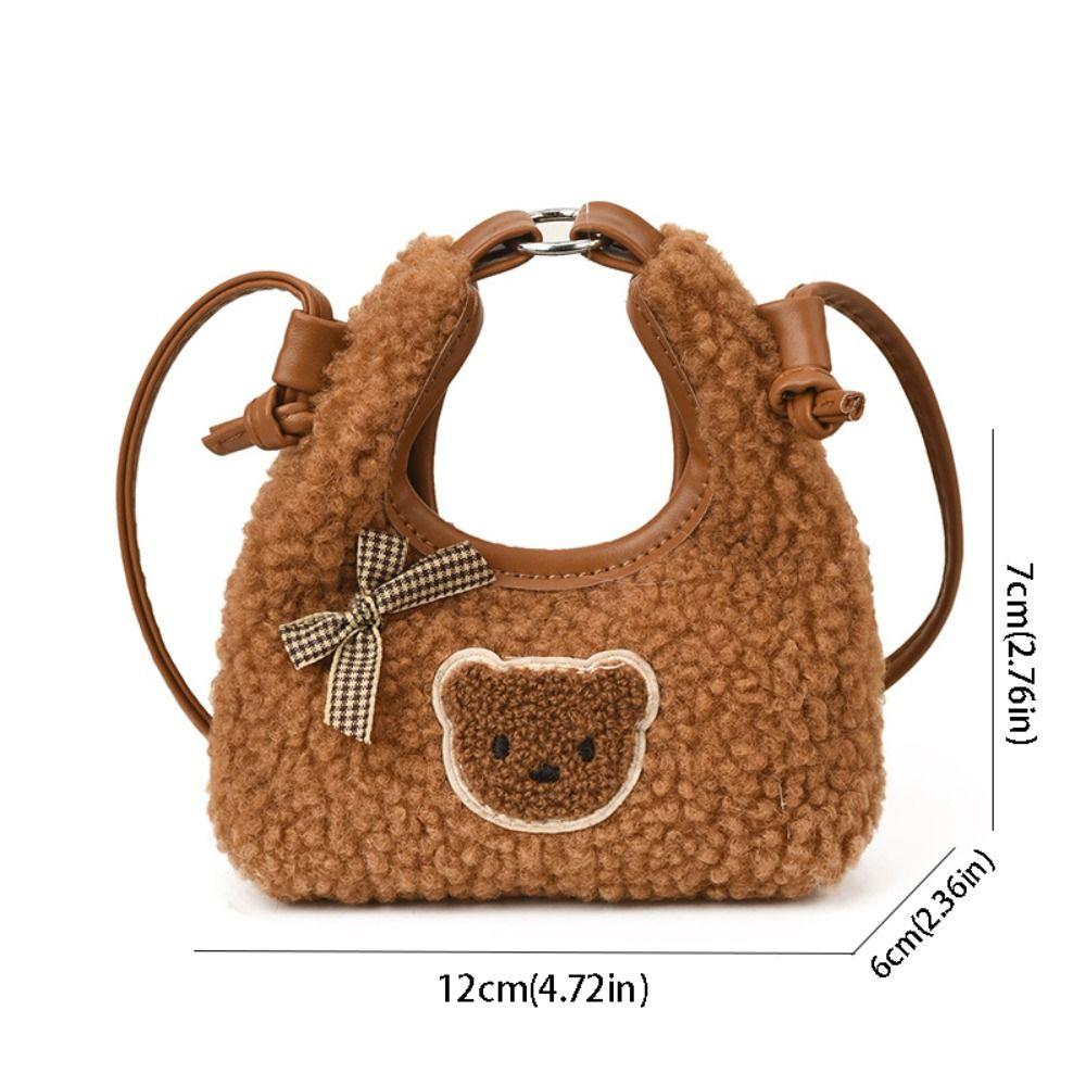 Cute Plush Crossbody Bag Cartoon Mini Shoulder Bag Creative Bear Bow Handbag  Kids