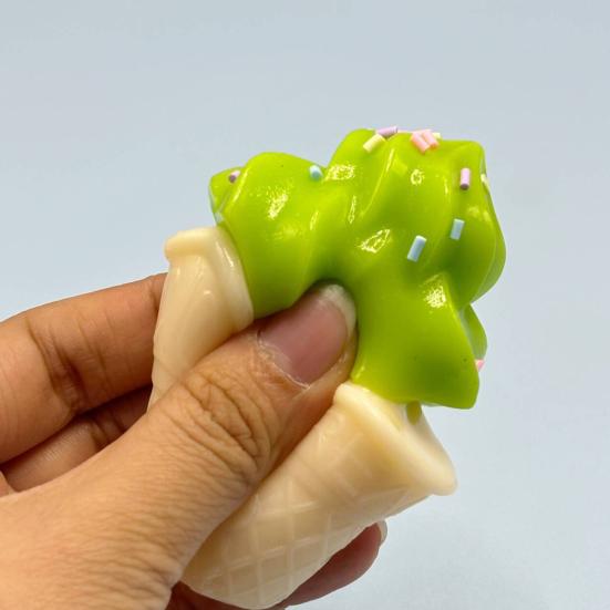 Ice Cream Squeeze Toy Stress Anxiety Relief Ice Cream Cone Sensory Toy Kids Teens Adults Portable Soft TPR Ice Cream Pinch Toy