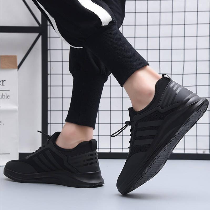 Fashion Sports Shoes Men's Shoes 2025 Spring and Autumn New Leather Waterproof and Odor Proof Casual Shoes Versatile Black Running