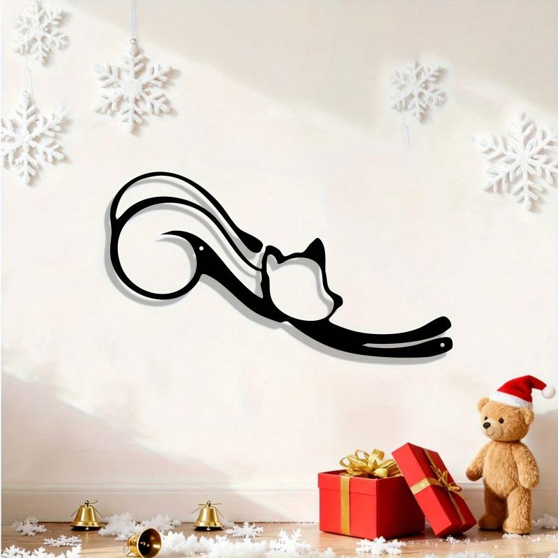Metal Wall Art Cat Sculpture Indoor Outdoor Garden Decor Gift