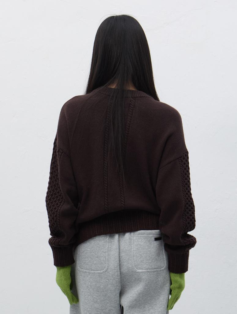 GENERALIDEA Flower Cable Knit Pullover [Brown] / Wbe4L05545