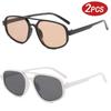 Motorcycle 2pcs Vintage Double Bridge Sunglasses Women Fashion Simple Light Square Sun Glasses Ins Trending Shades Eyeglass