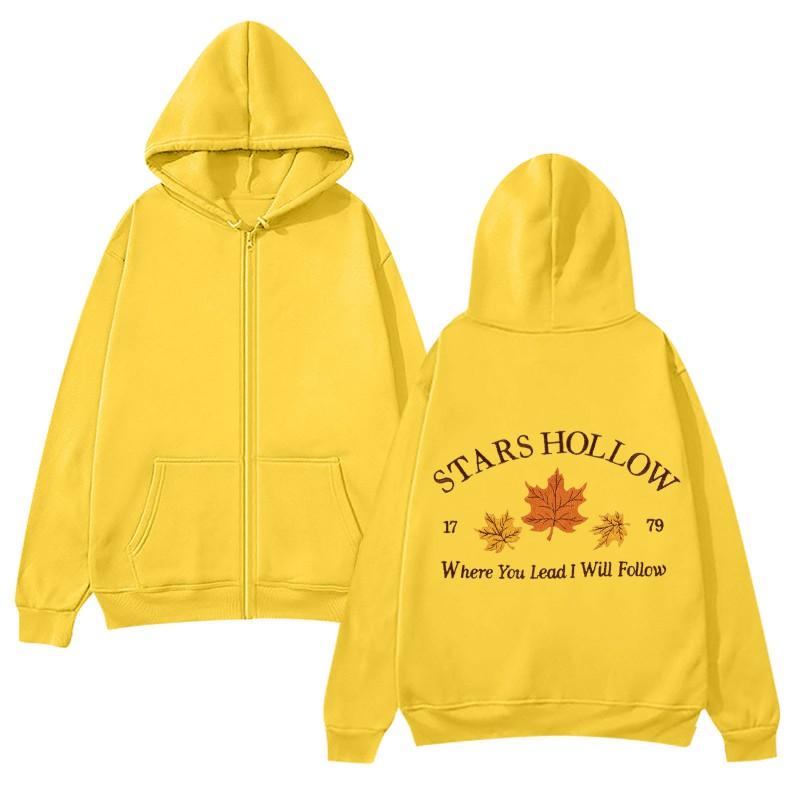 Unisex Zip-Up Hooded Sweatshirt With Print Design Casual Long Sleeve Pullover