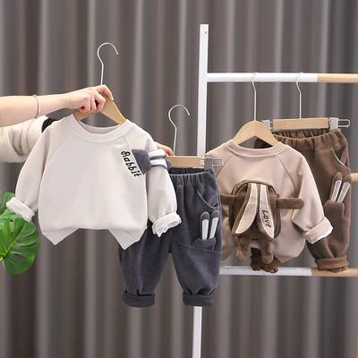 Autumn and Winter Boys Clothing Set Children's Korean Edition Sweater Pants Two Piece Set Girl Baby Velvet Set