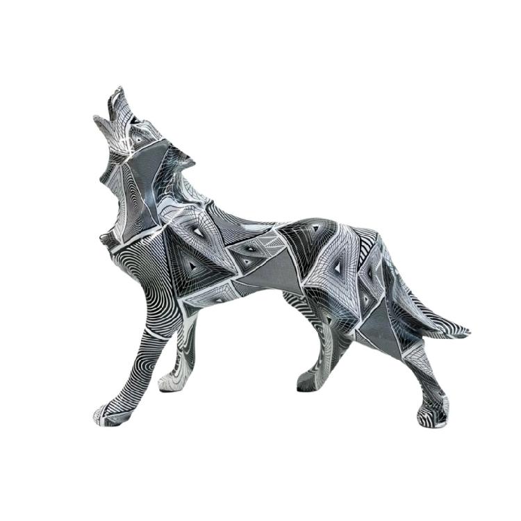 Geometric Wolf Sculpture Resin Animal Figurine for Modern Home and Office Decoration Unique Animal Figure