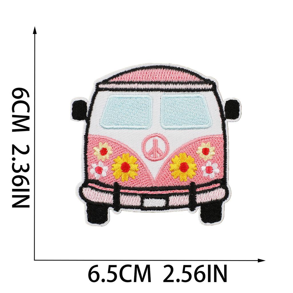 New Pink Butterfly Embroidery Cloth Sticker Cartoon Bus Patch Sticker Bag Decoration Flower Embroidery Label