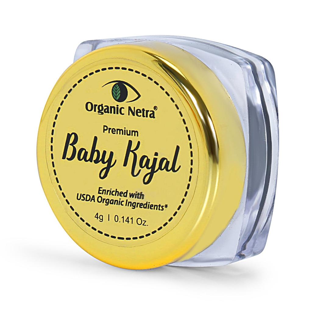 Organic Netra Baby Kajal 4g for Newborns Water-Resistant Smudgeproof Longlasting Enriched with Natural Organic Ingredients Safe for Sensitive Bab