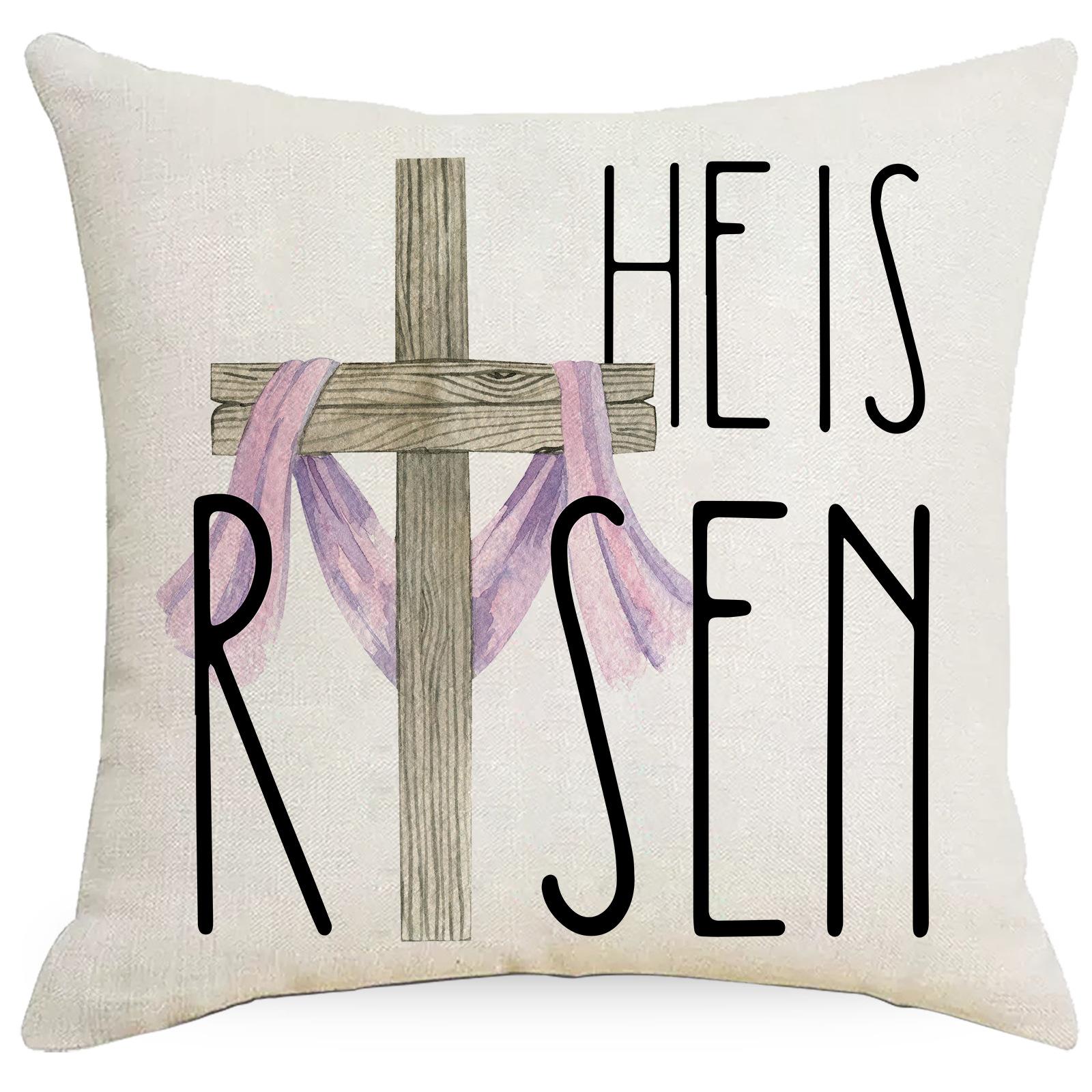

New Easter Pillow Cover Festive Linen Bunny Print Home Ornament Pillow Cushion Cover Premium Durable Quality Useful 45 * 45Cm without pillow core