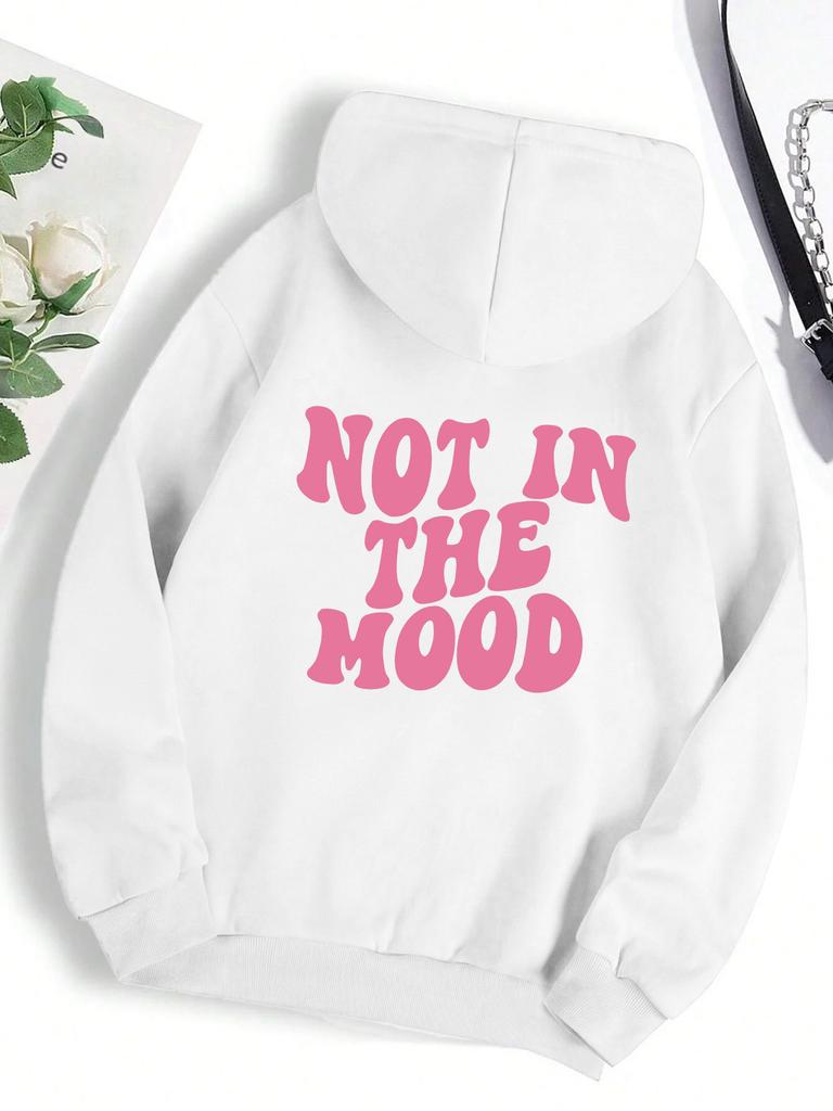 Not In The Mood Persönlichkeitsbrief Weibliche Hoodies Persönlichkeit Lose Hoodie Herbst Warme Fleece Hoody Harajuku Street Pullover