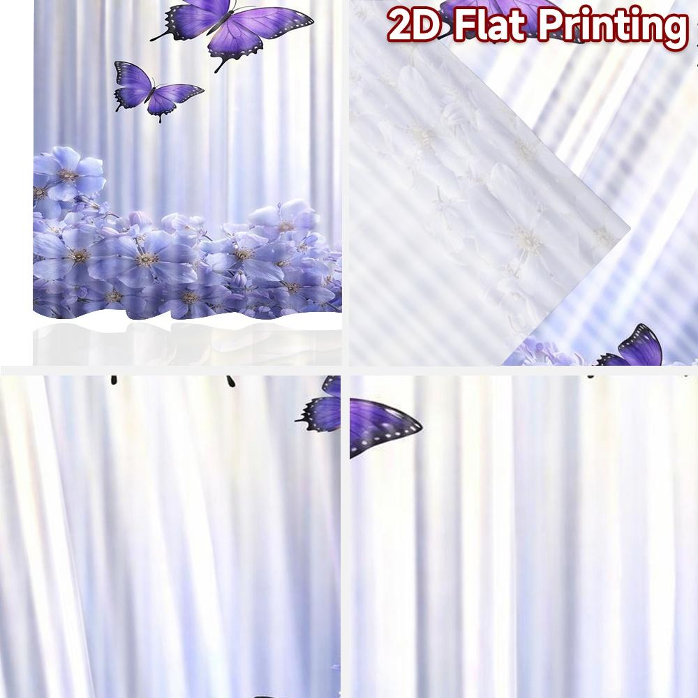 2D Flat Printing 2pcs Curtain Window Drapes Spring Butterflies and Flowers Digital Printed Polyester Drapes Family Party for