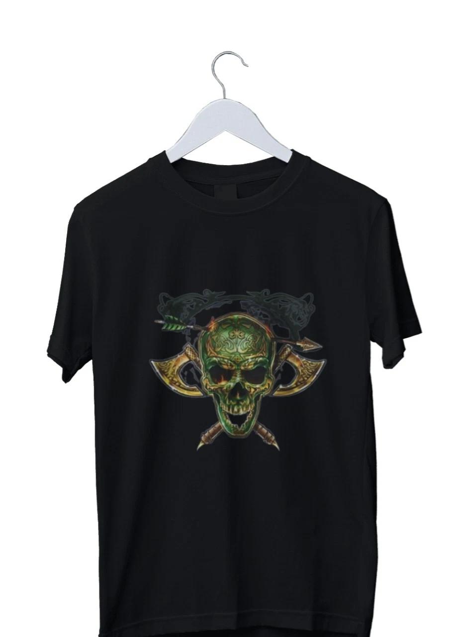 Unisex Adult Casual Graphic Celtic Skull Graphic Print T-Shirt Mens... S