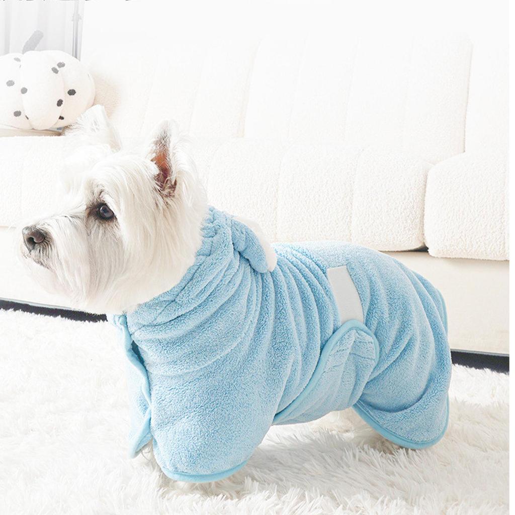 Dog Drying Towel Dog Hooded Bathrobe Towel Absorbent Pet Grooming Clothes Shower Blanket for Bathing Cat Puppy Winter Home