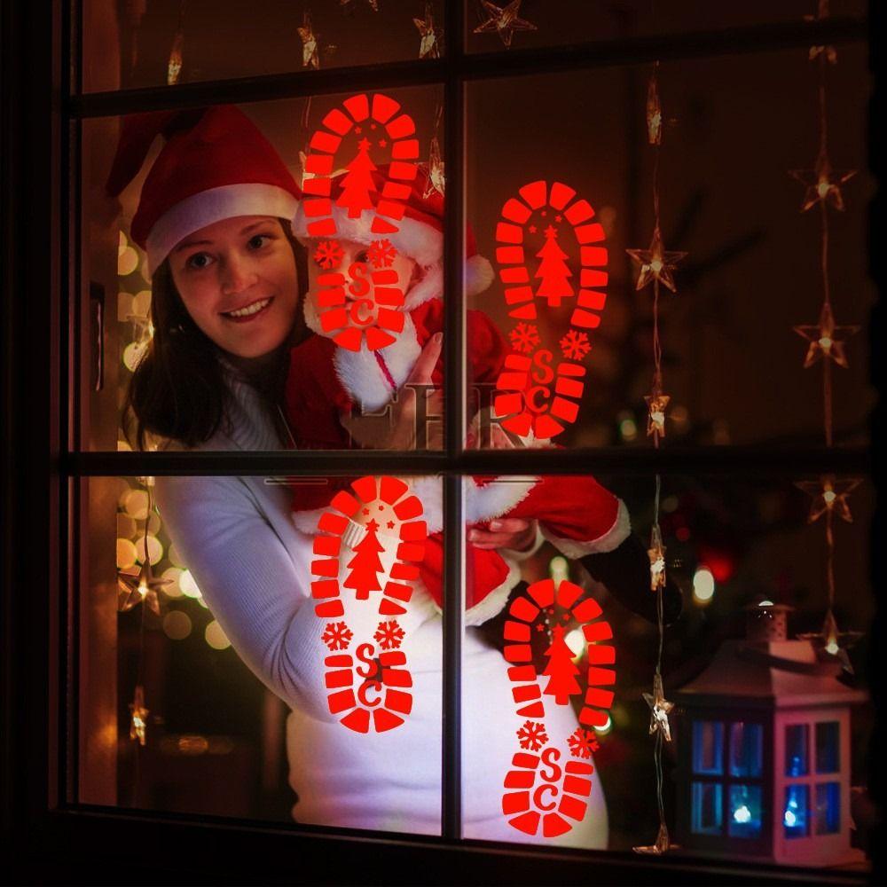 Party Holiday Santa Claus Footprint Sticker Luminous Sticker Floor Decorative Sticker Wall Sticker