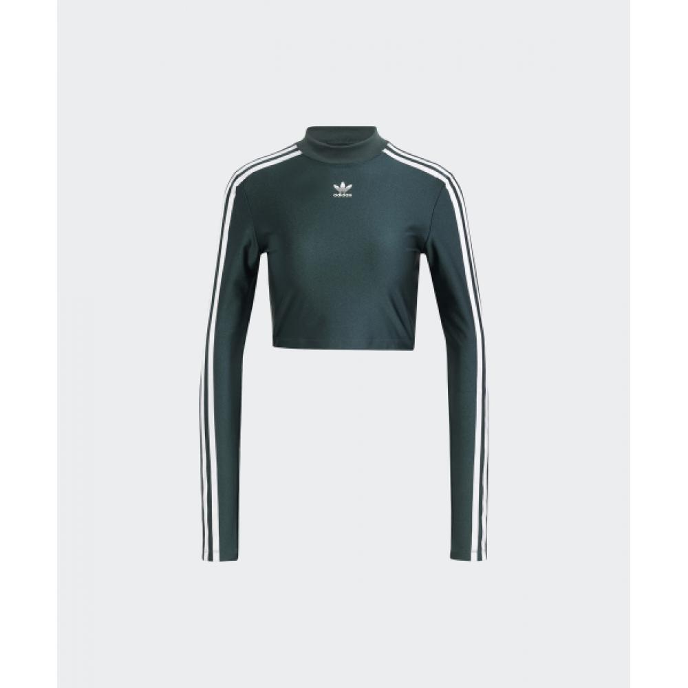 Adidas 3s Cropped Long Sleeve Tee   Mid Green Iy4664