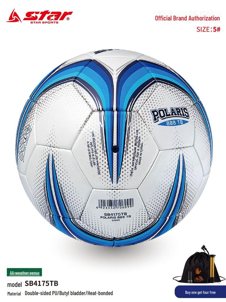 STAR SB4175TB Double Mirror PU Waterproof Soccer Ball - Training/Competition Grade for Middle School Entrance Exams.