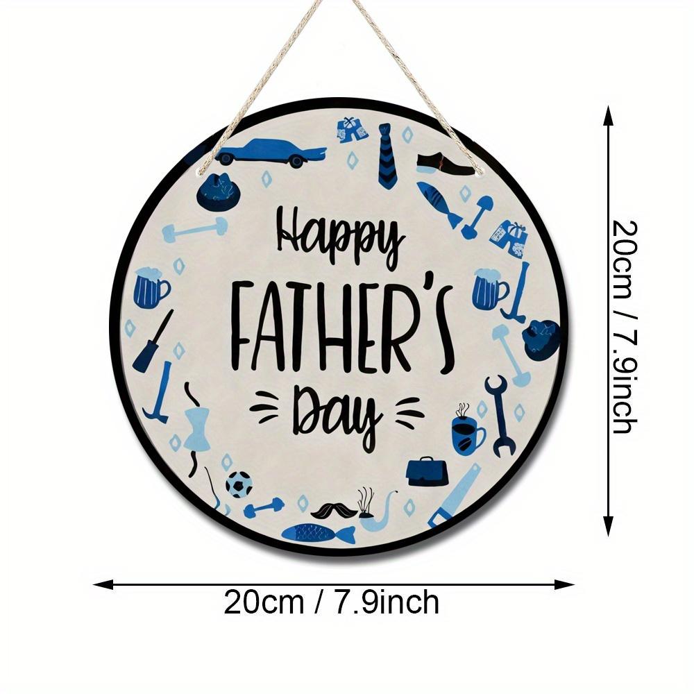 

2d Flat 20*20cm, Blue Tool Pattern Wooden Wall Art Decoration, Round Happy Father S Day Sign, Classic Style, Indoor Hanging Plaque, The Perfect Gift f 20*20cm