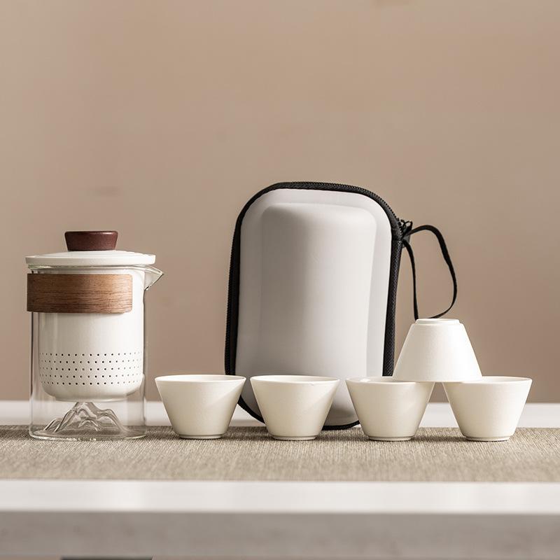High-end travel tea set Portable anti-scalding hand grab glass teapot Kuaike cup Kung Fu souvenir business gift
