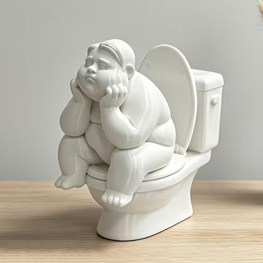 3D Printed Toilet Thinker Figurine Cute Desktop Small Ornament Gift for Friends