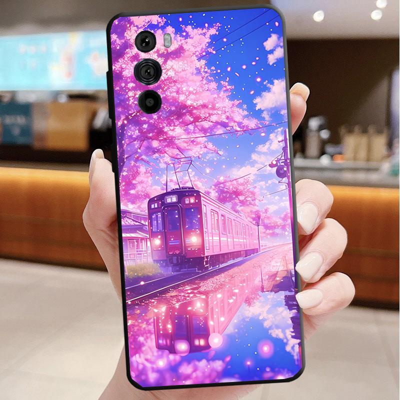 Japan Anime Girl Cat Landscape Phone Case For Motorola Edge 60 50 40 Pro 60 50 40 30 Ultra Neo Fusion Moto G Play G Stylus G