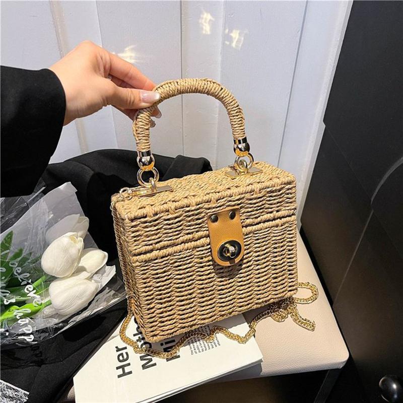 Woven Straw Bags Women's Handbags Bohemian Chic Multi-functional Handbag for A Beach Chain Crosshody Shoulder Bag