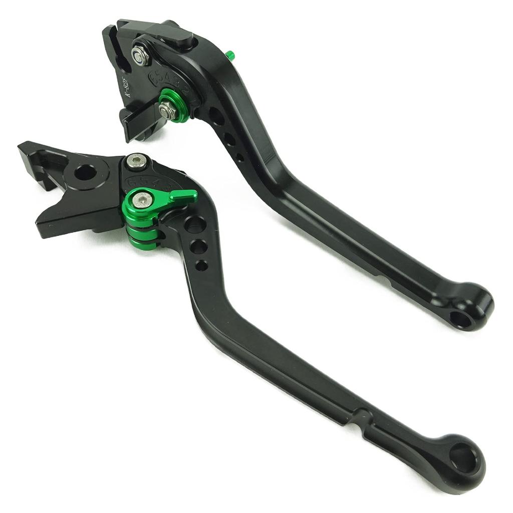 K79 Black Kawasaki Brake and Clutch Lever Compatible with Versys (Green) Set, 6-Level Adjustment, ZX-6R, ZX-9R, ZX-10R, Z1000, ZX-12R, 1000, etc.