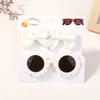 1Set Children Headwear Glasses Solid Soft Bowknot Head Bands Girls Lace Barrette Retro Headbands Sunglasses Kids Hair Band Sets